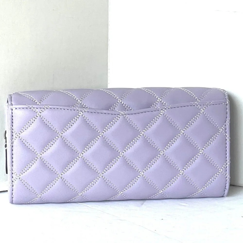 Kate Spade Natalia Large Continental Wallet Quilted Turnlock Lilac Frost Leather